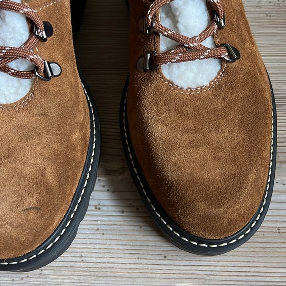 Bernardo Dash Hiker Boots Shearling Suede Brown New - Picture 9 of 12